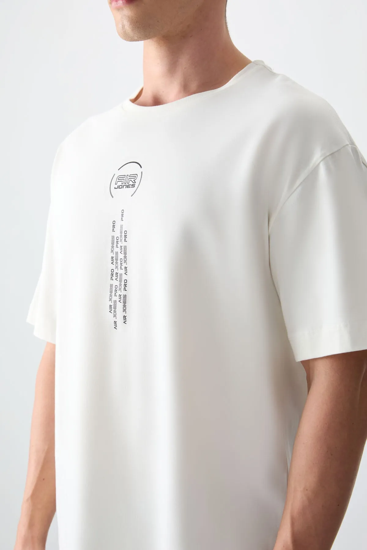 0 pamuk kalin yumuşak dokulu oversize fit baskili erkek t-shirt - 88355