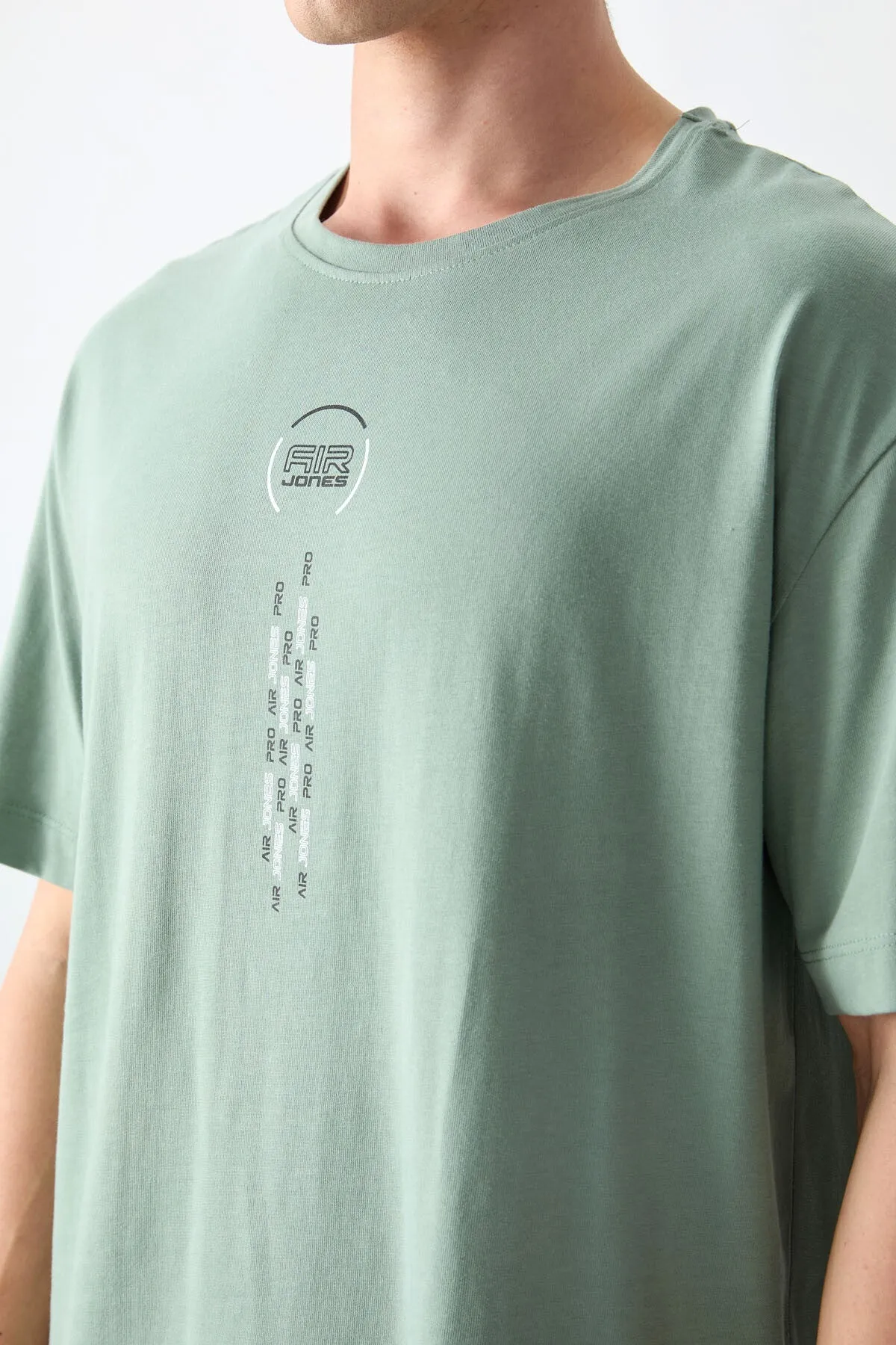 0 pamuk kalin yumuşak dokulu oversize fit baskili erkek t-shirt - 88355
