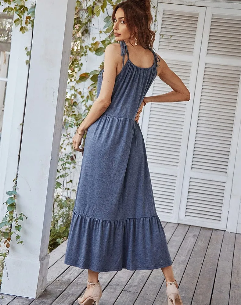 2022 Summer Dress women's Loose Solid Color Casual Maxi Dresses