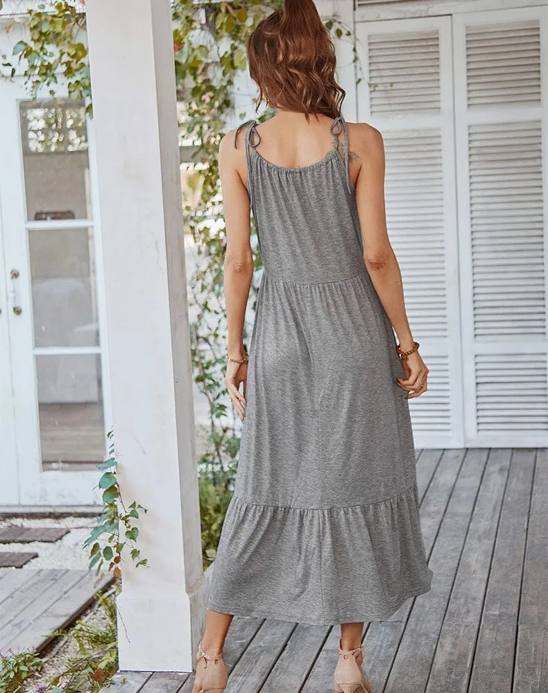 2022 Summer Dress women's Loose Solid Color Casual Maxi Dresses