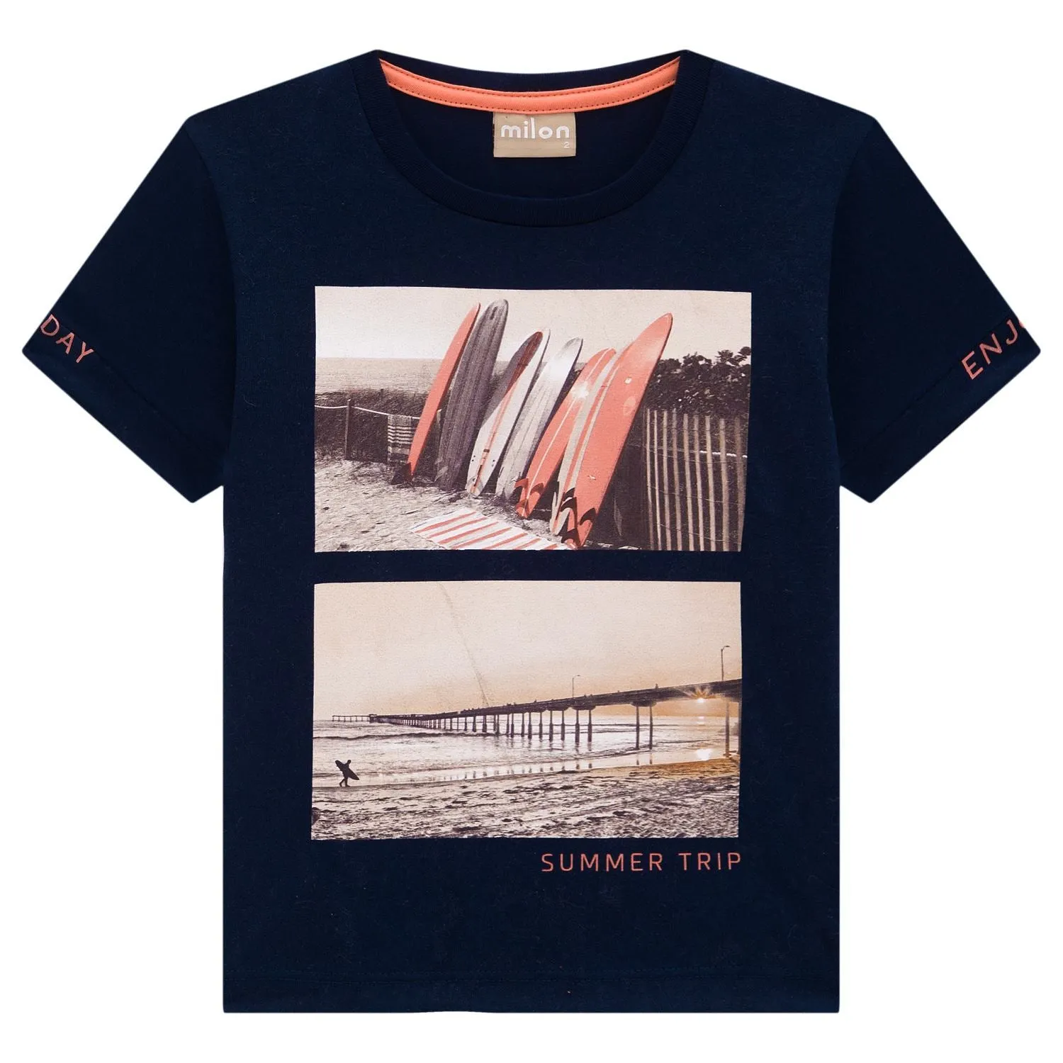 2pc Navy Surfboard Tee w Light Grey Shorts