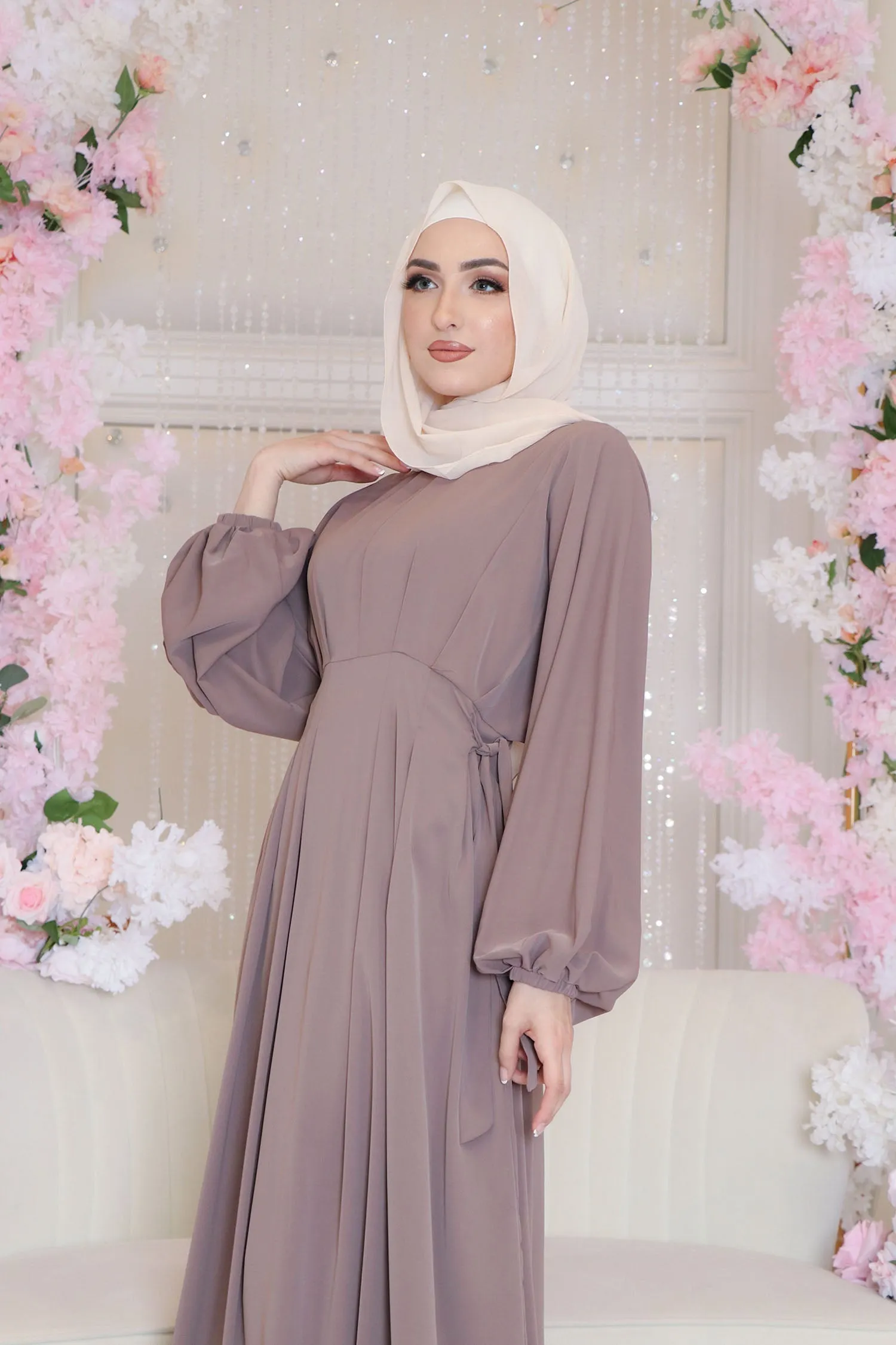 Arya Soft Batwing Dress- Light Ash Brown