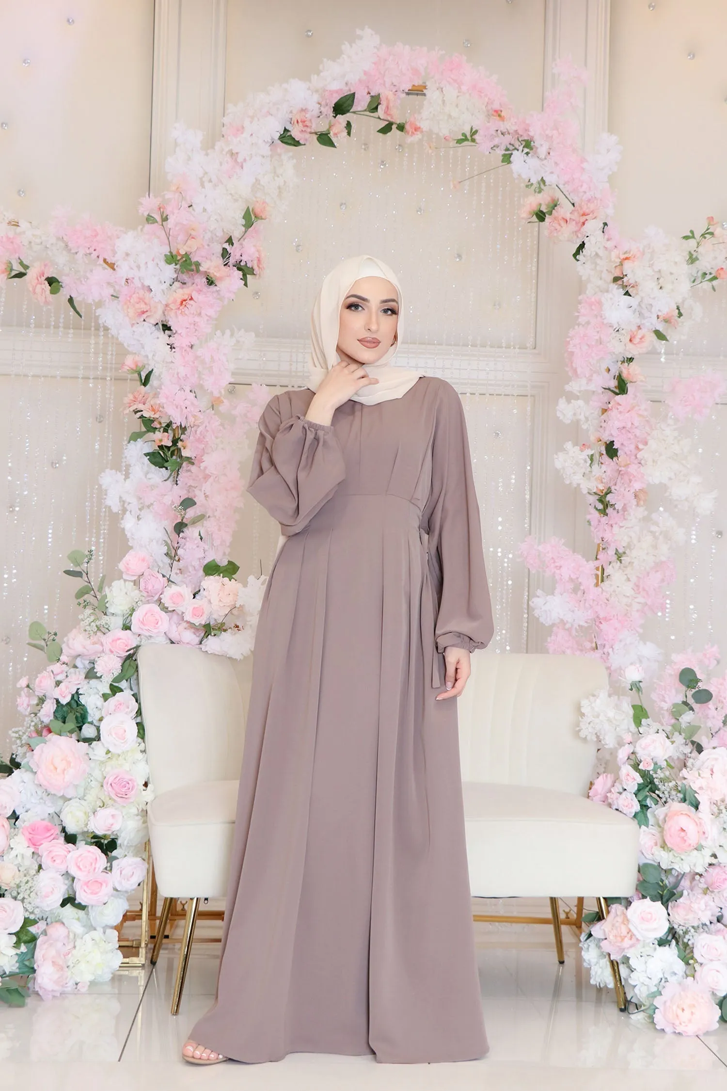 Arya Soft Batwing Dress- Light Ash Brown