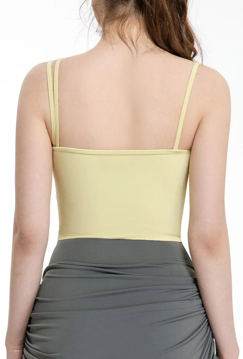 Asymmetrical Cut-Out Strappy Longline Sports Bra Tank