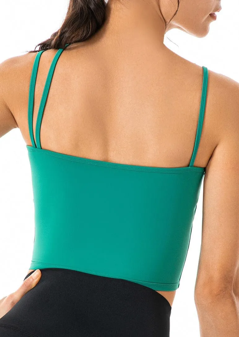 Asymmetrical Cut-Out Strappy Longline Sports Bra Tank