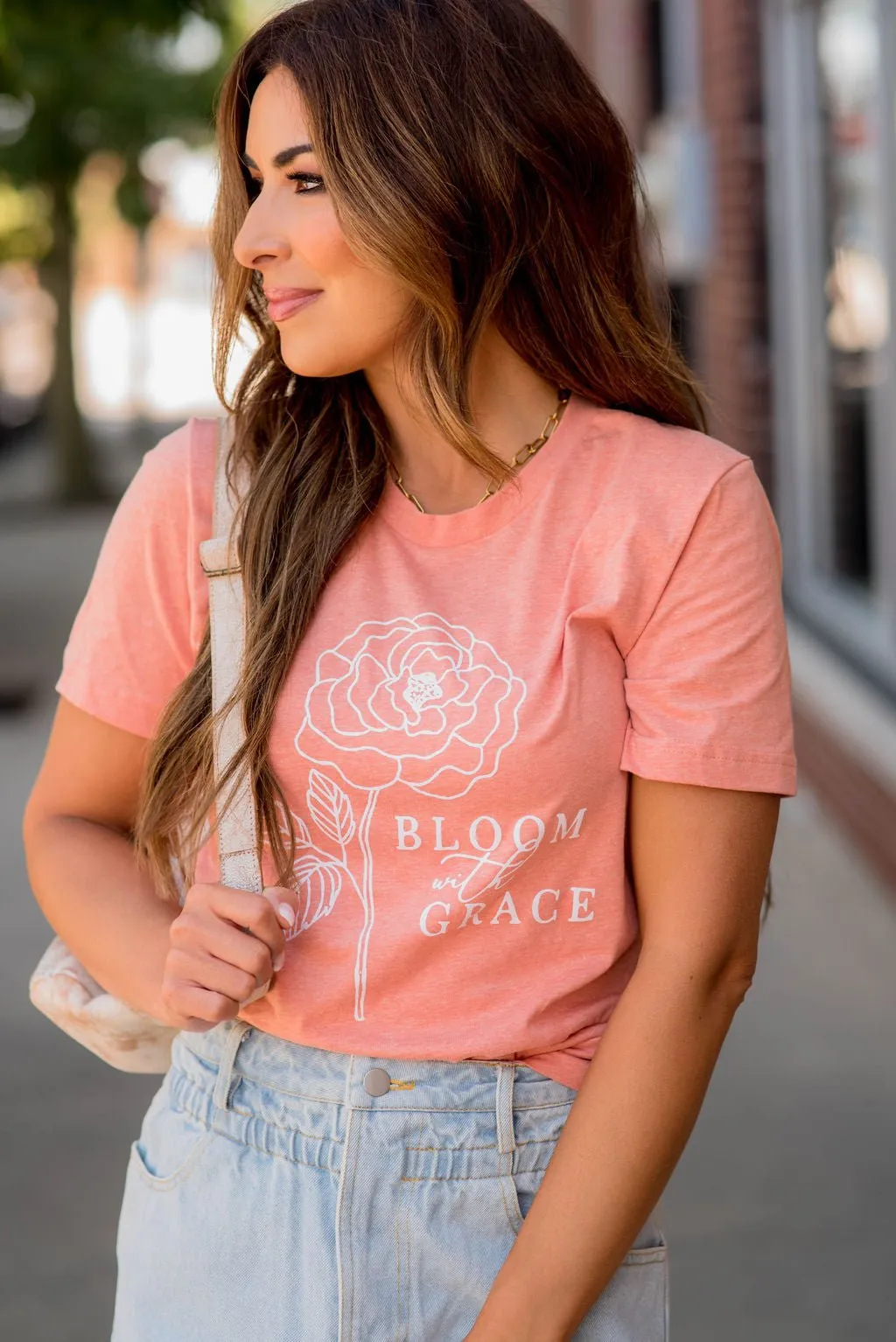 Bloom With Grace Heathered Graphic Tee