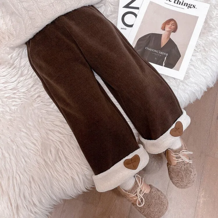 Bottom Heart Winter Plush Casual Pants