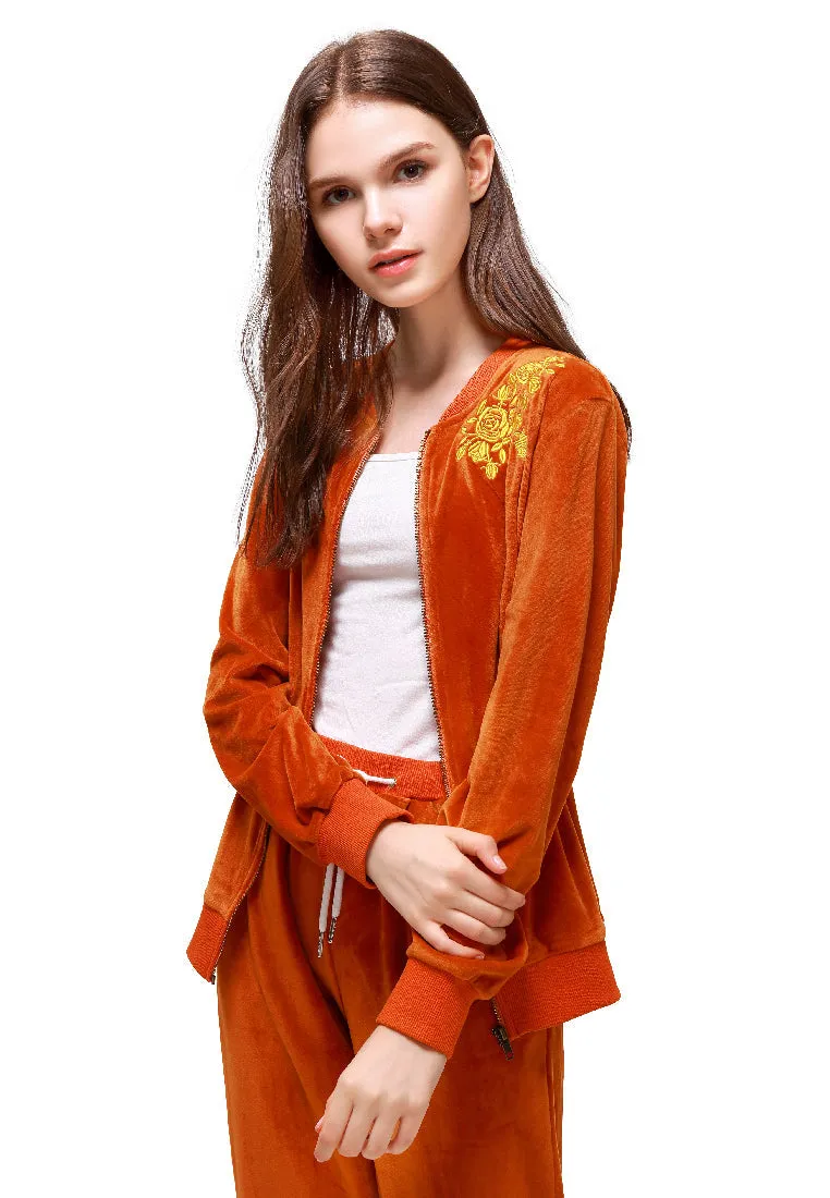 Brown Velvet Embroidery Jacket