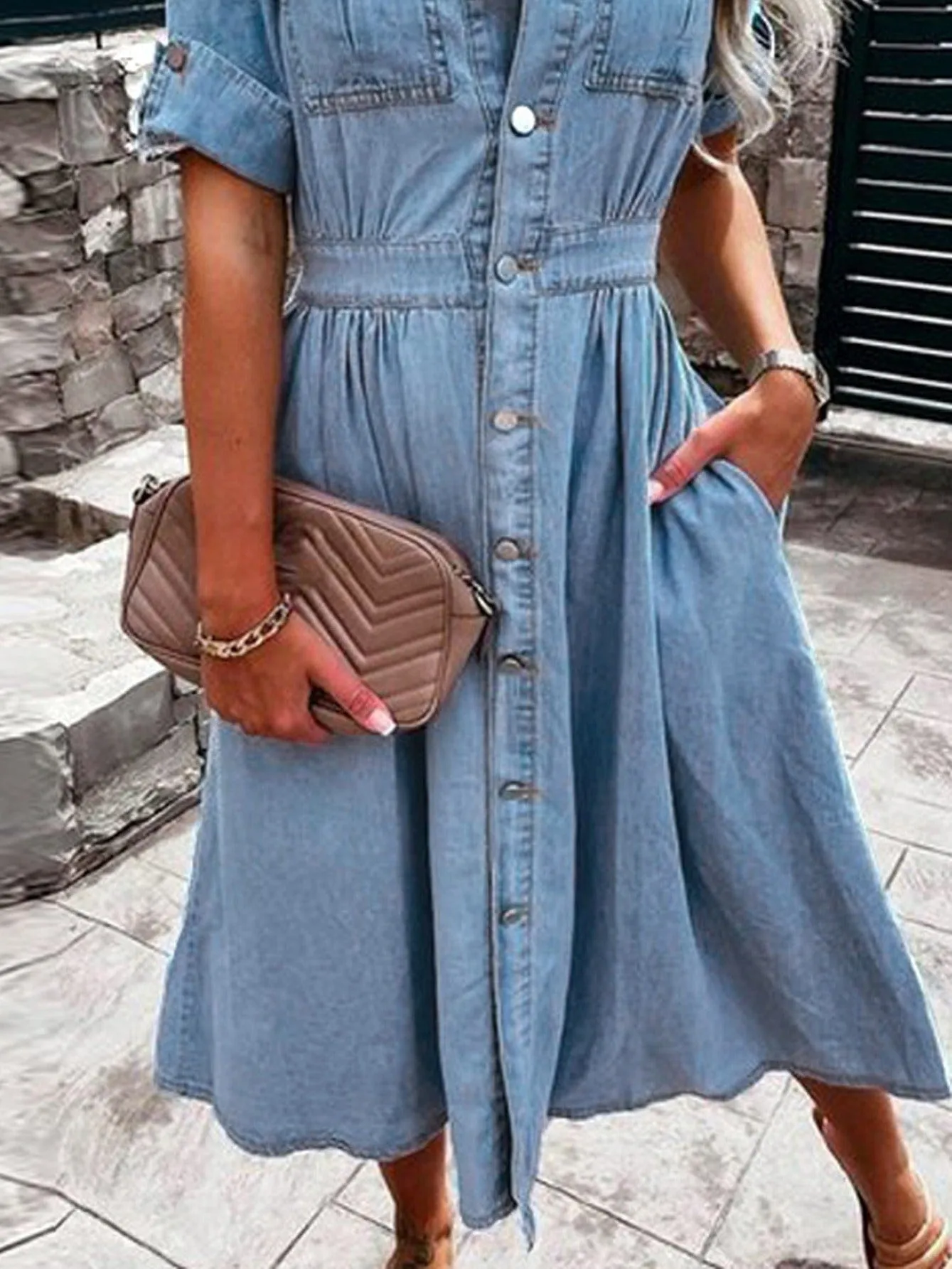Casual Denim Maxi Dress