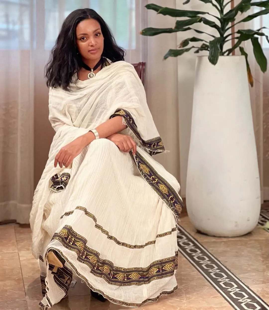 Chic Habesha Kemis with Menen Fabric, Shimena Dress, and Modern Tilf Design, Habesha dress, Eritrean dress, ሀበሻ