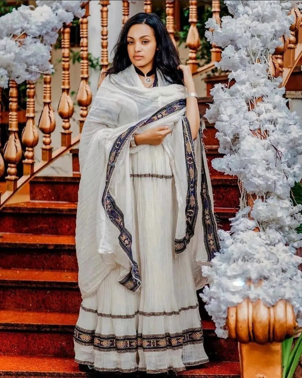 Chic Habesha Kemis with Menen Fabric, Shimena Dress, and Modern Tilf Design, Habesha dress, Eritrean dress, ሀበሻ