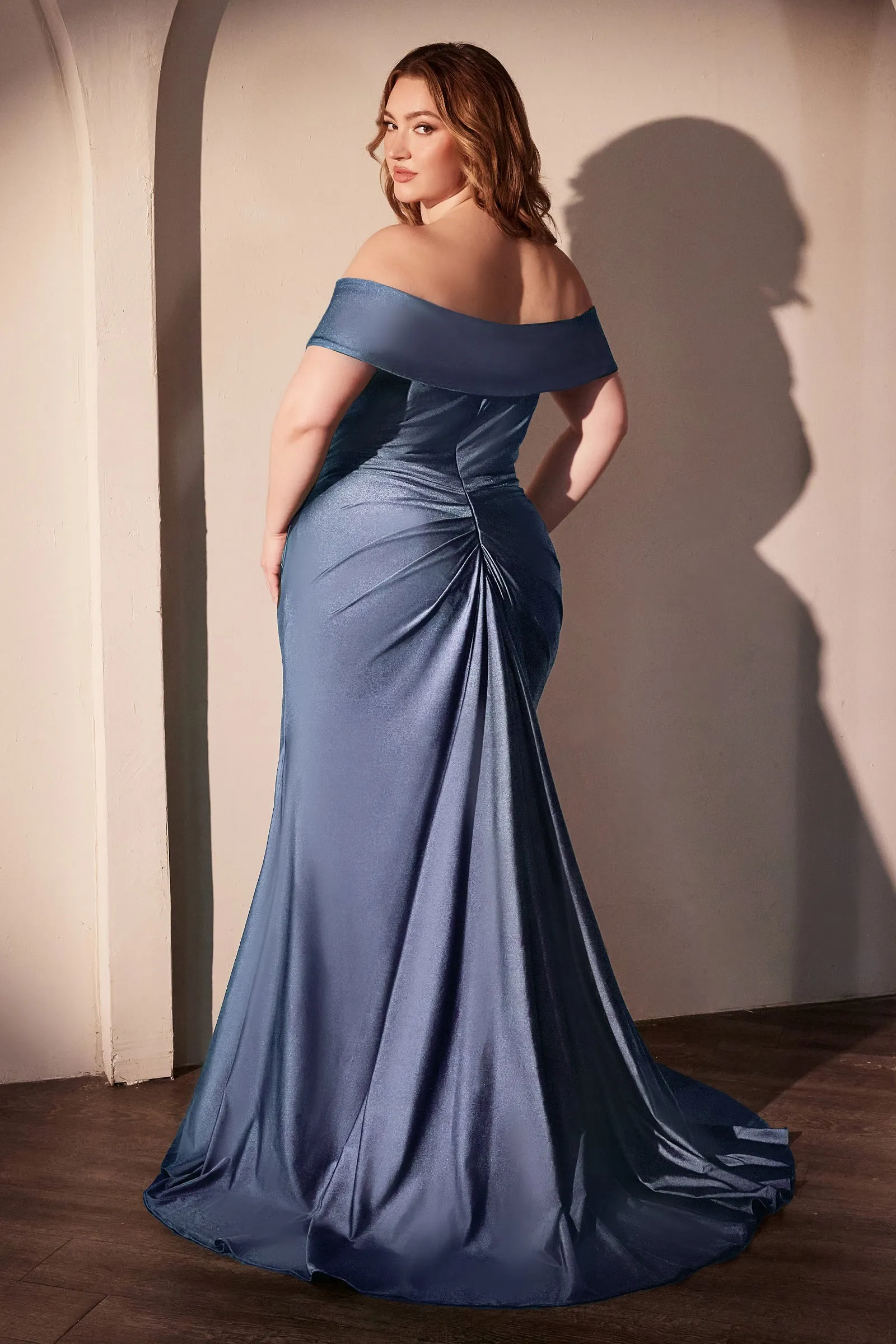 CINDERELLA DIVINE CD790C Stretch Spandex Off The Shoulder Curve Dress