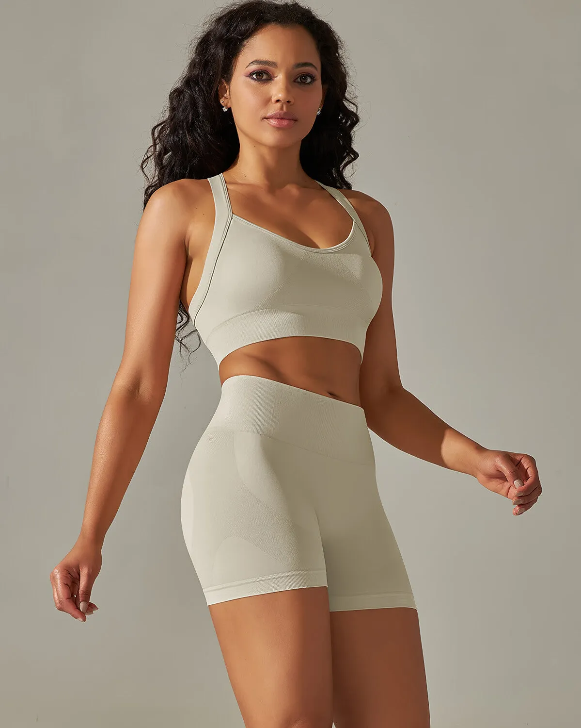 Cleo Crossback Sports Bra - Beige