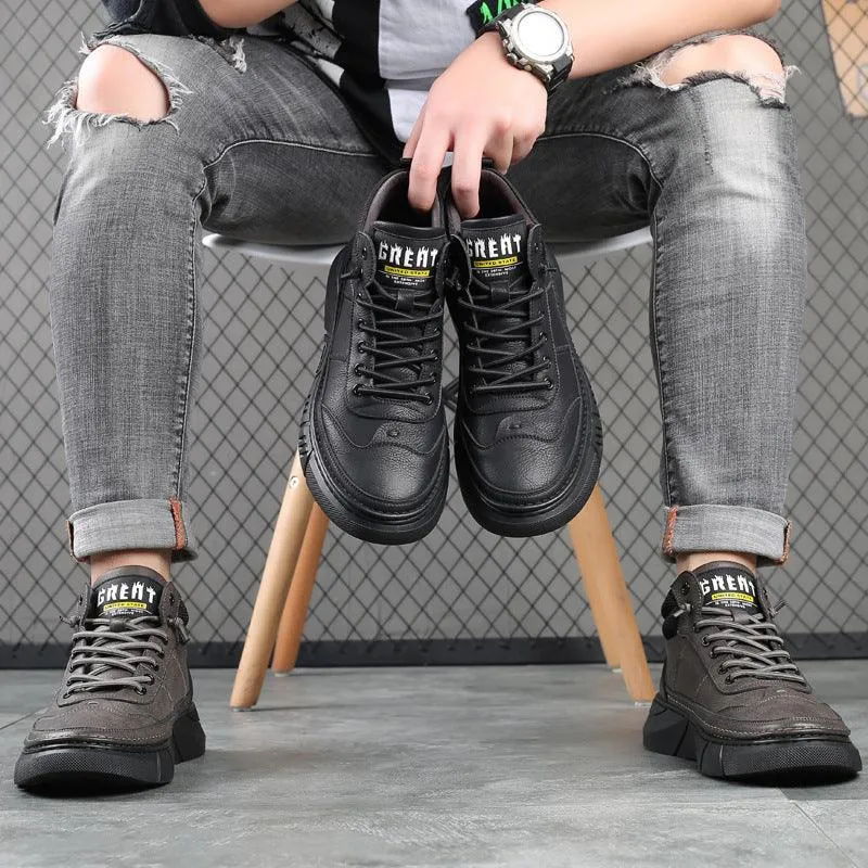 Comfortable Solid Color Fashion Casual Fleece Warm Leather Shoes