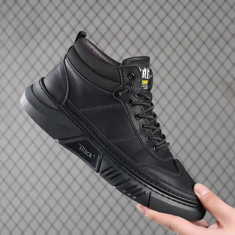 Comfortable Solid Color Fashion Casual Fleece Warm Leather Shoes