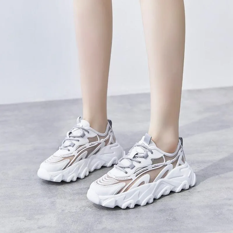 Comfortable White Shoes, Thick-soled Platform Platform Daddy Shoes