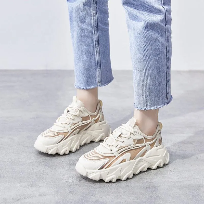 Comfortable White Shoes, Thick-soled Platform Platform Daddy Shoes