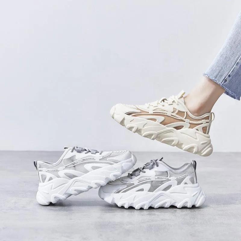 Comfortable White Shoes, Thick-soled Platform Platform Daddy Shoes