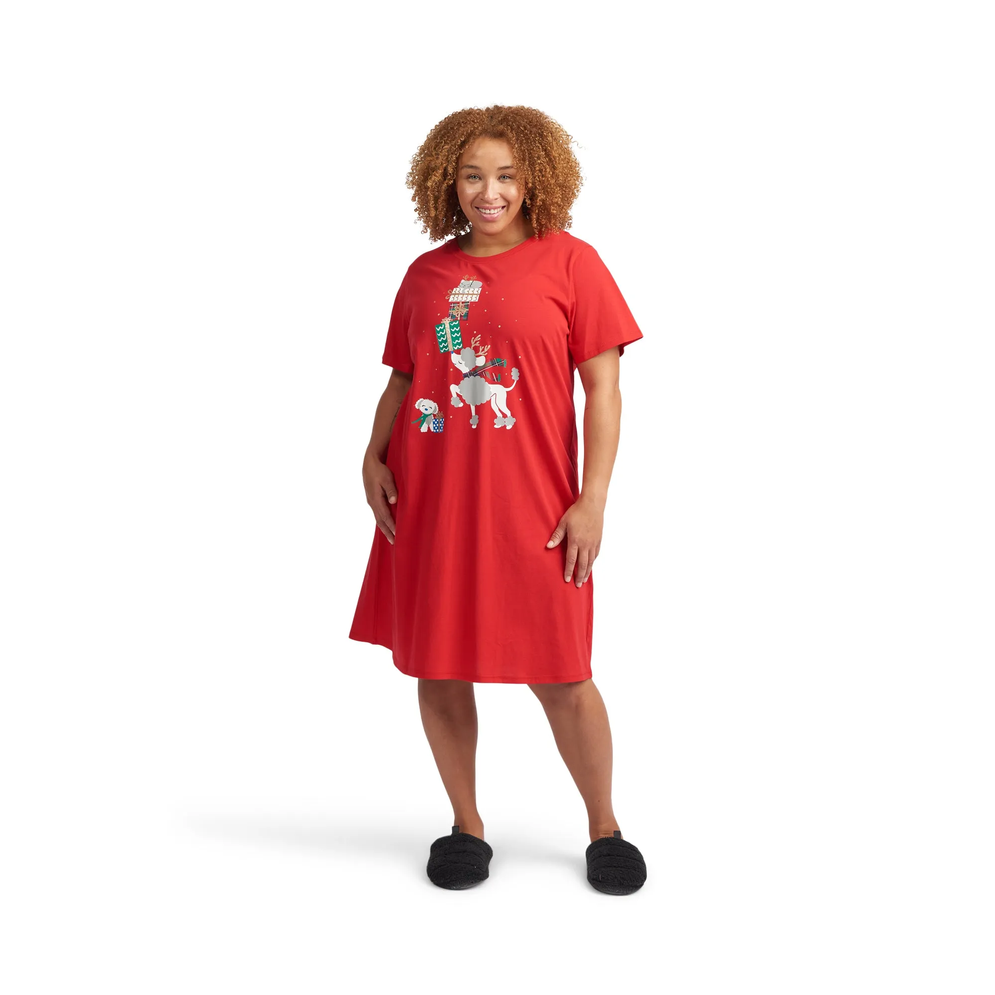 Comfy Cozy Women's Plus Screen Printed Knit Sleep Shirt