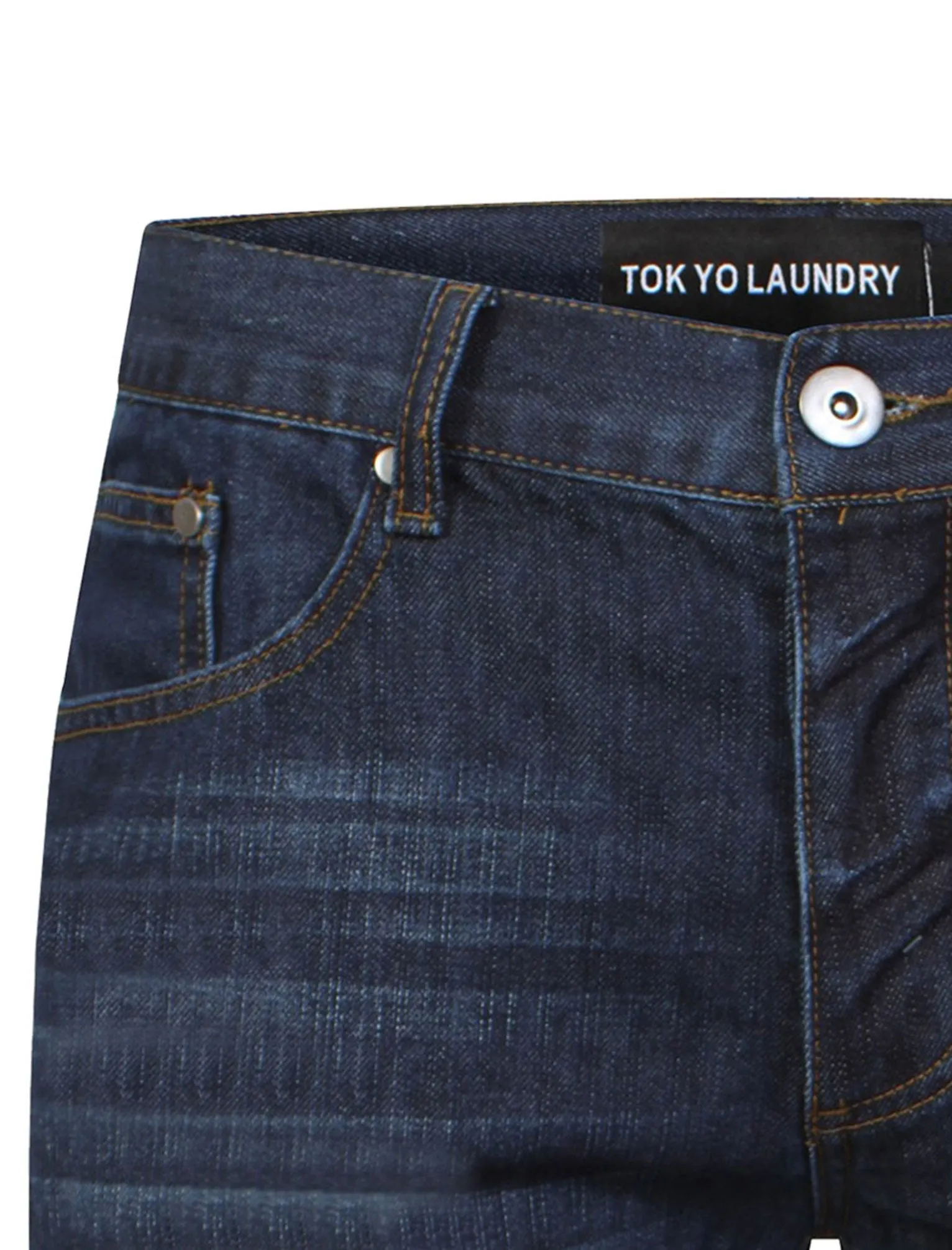 Duran Denim Shorts with Turn Up Hem in Dark Blue - Dissident