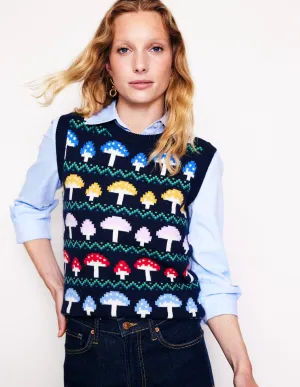 Edie Fair Isle Tank-Navy Mushroom