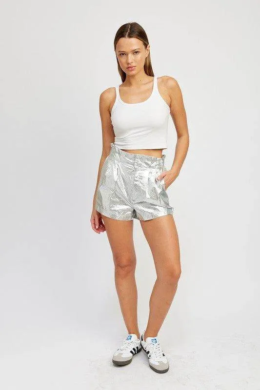 Emory Park Paperbag Metallic Shorts