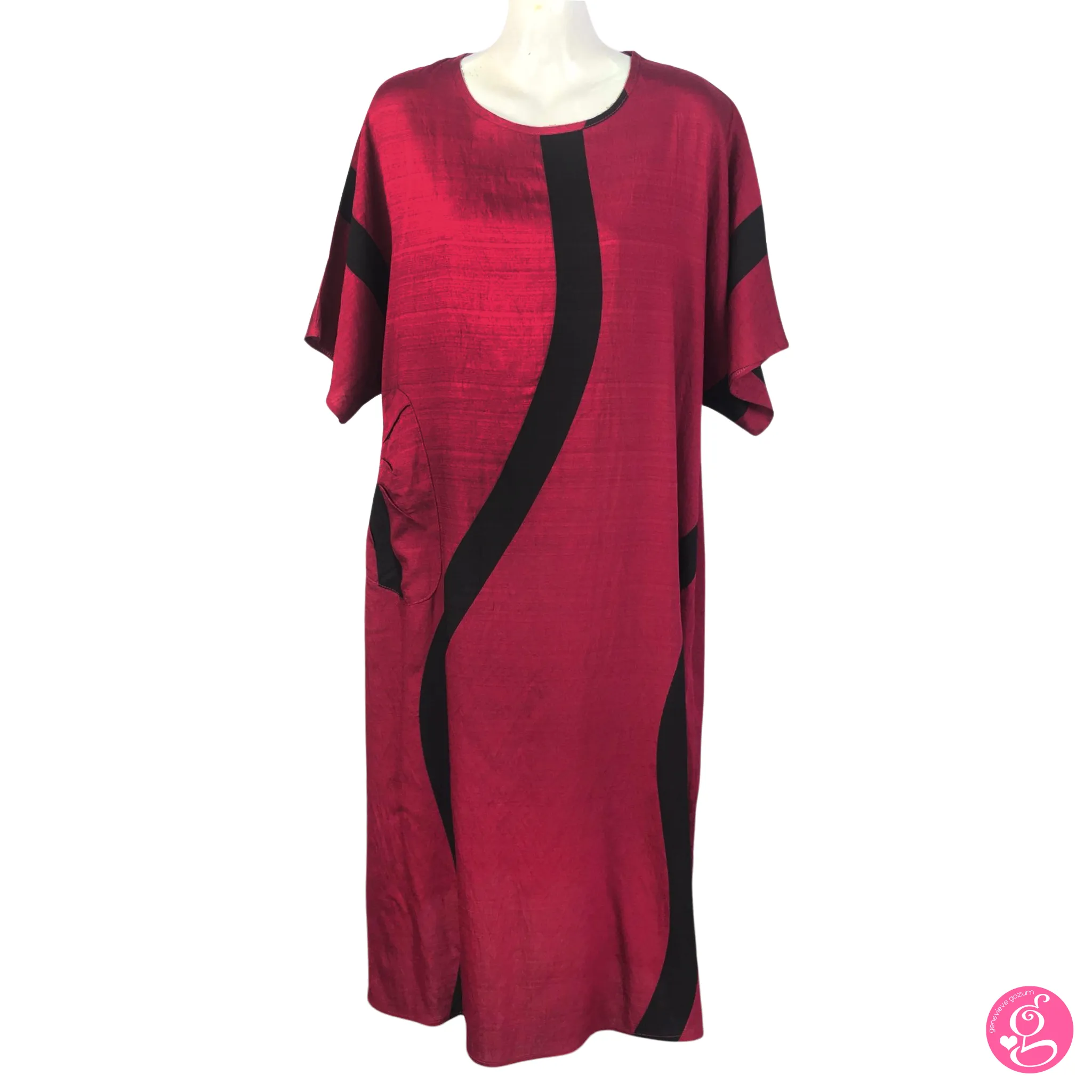 Graphic Print Linen Crepe Kaftan Dress
