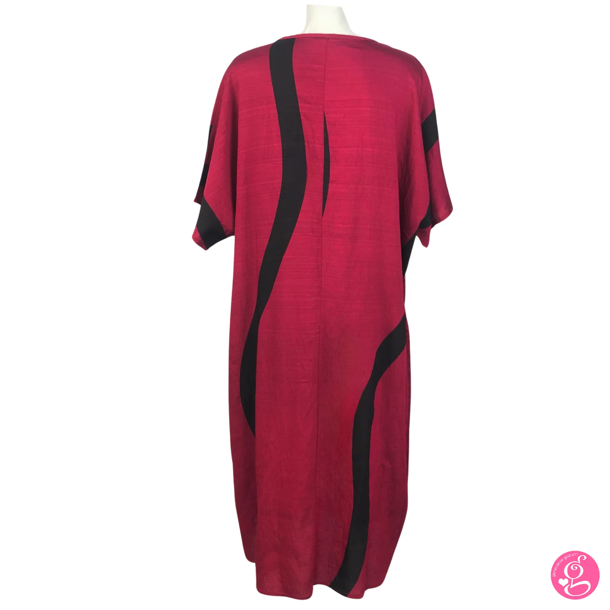 Graphic Print Linen Crepe Kaftan Dress