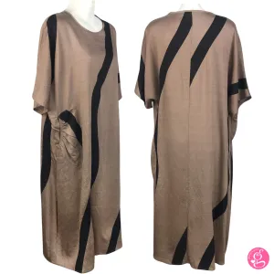 Graphic Print Linen Crepe Kaftan Dress