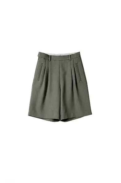 High-Waist Bermuda Shorts with Front Pleats
