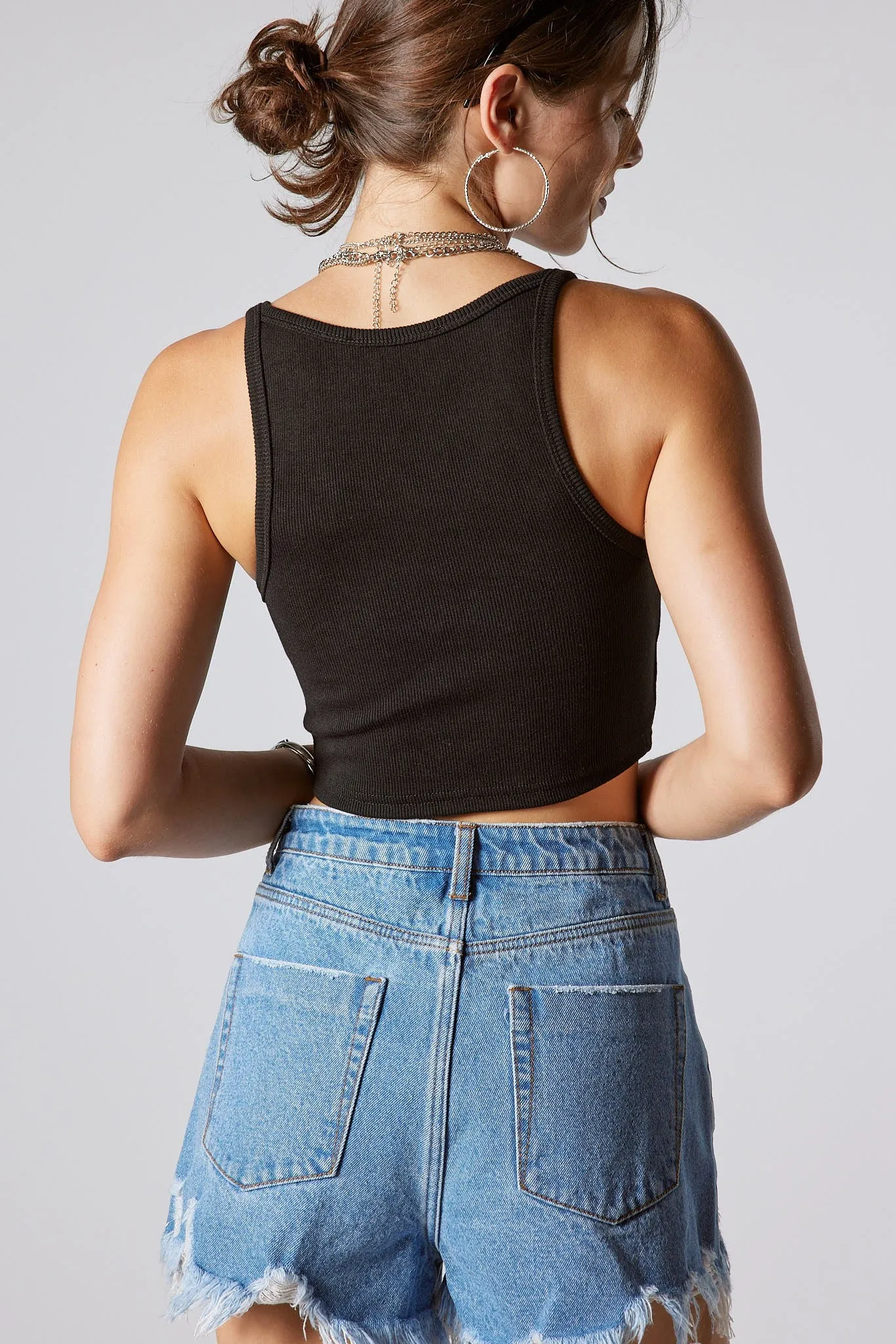 High Waisted Ripped Jean Shorts