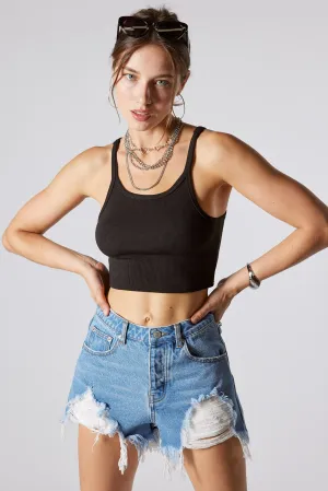 High Waisted Ripped Jean Shorts