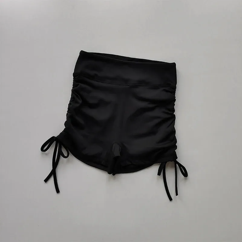 High Waisted Sexy Fitness Shorts with Drawstring Straps