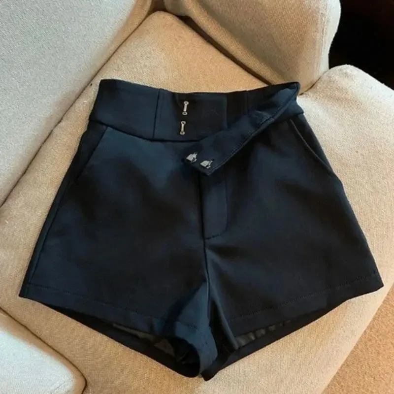 High Waisted Vintage  Black A-Line Women's Shorts