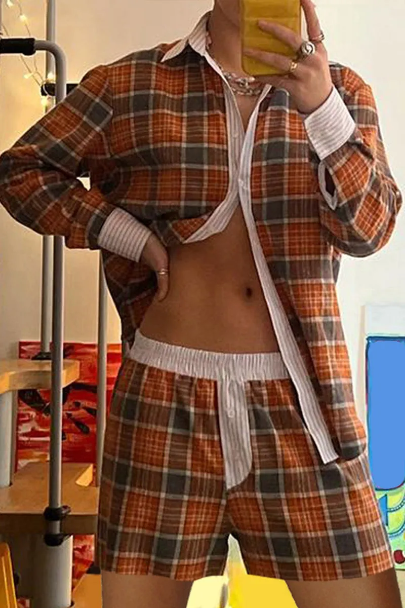 HUT1258 Classic Plaid Lounge Set