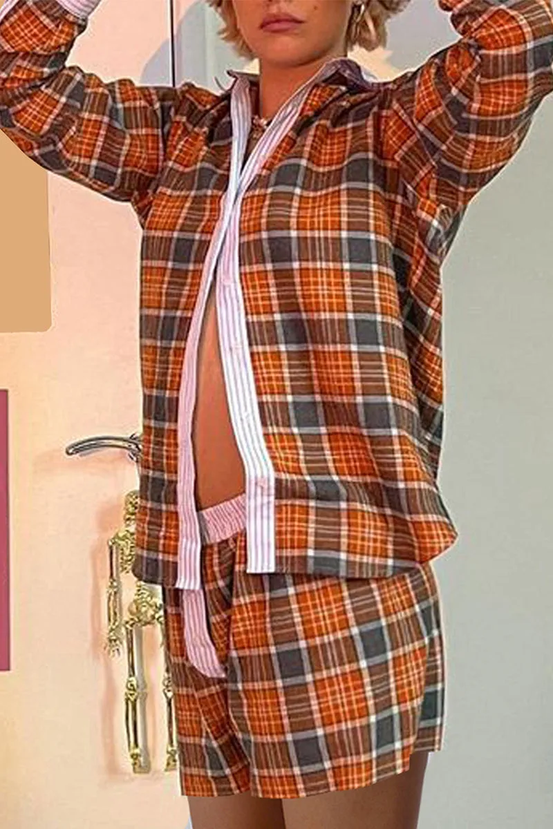 HUT1258 Classic Plaid Lounge Set