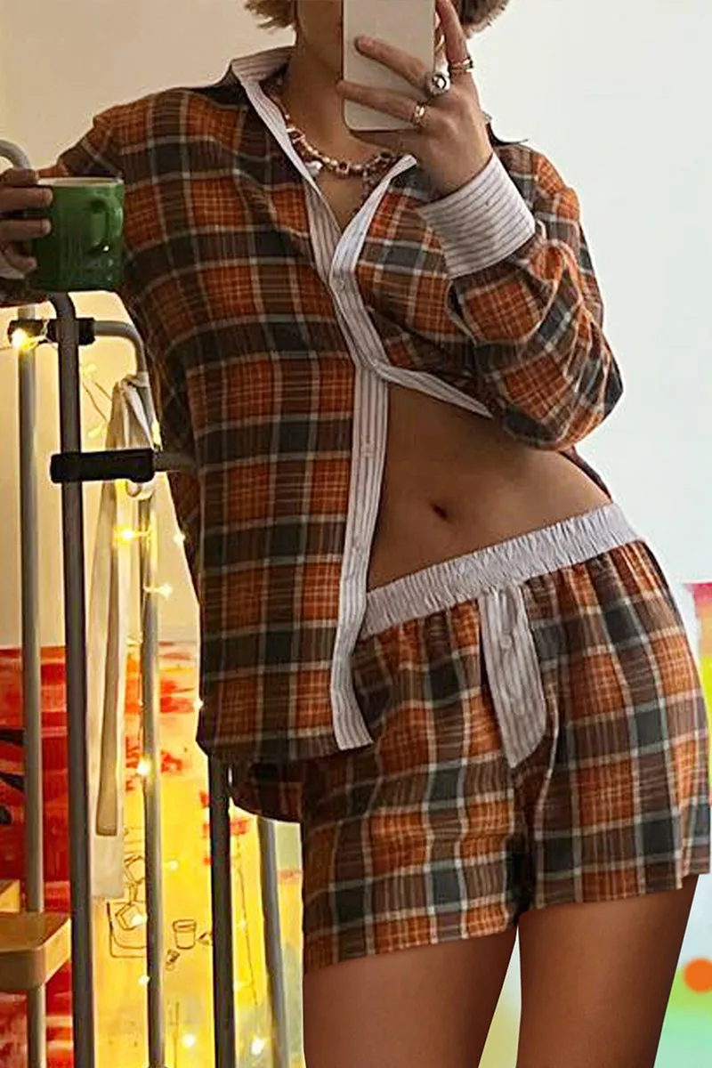 HUT1258 Classic Plaid Lounge Set