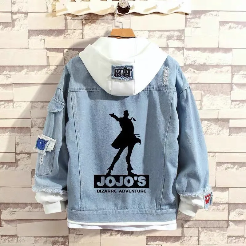 JoJo's Bizarre Adventure Stylish Hooded Denim Jacket