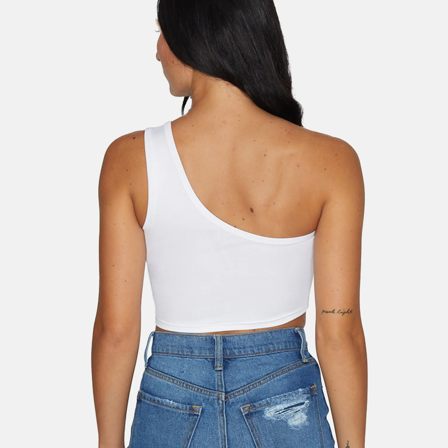 Kansas State White One Shoulder Top