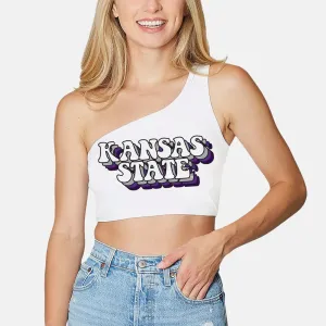 Kansas State White One Shoulder Top