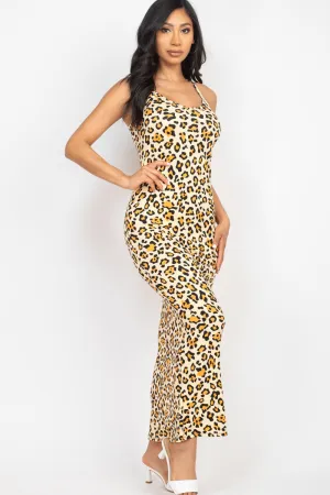 Leopard Print Racer Back Maxi Dress