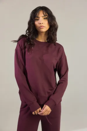 Luxe Lounge Sweatshirt - Dark Cherry