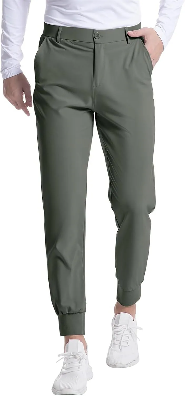 Mens Golf Pants Jogging Pants with Pockets Stretch Waist Slim Fit Tapered Classic Fit Golf Pants
