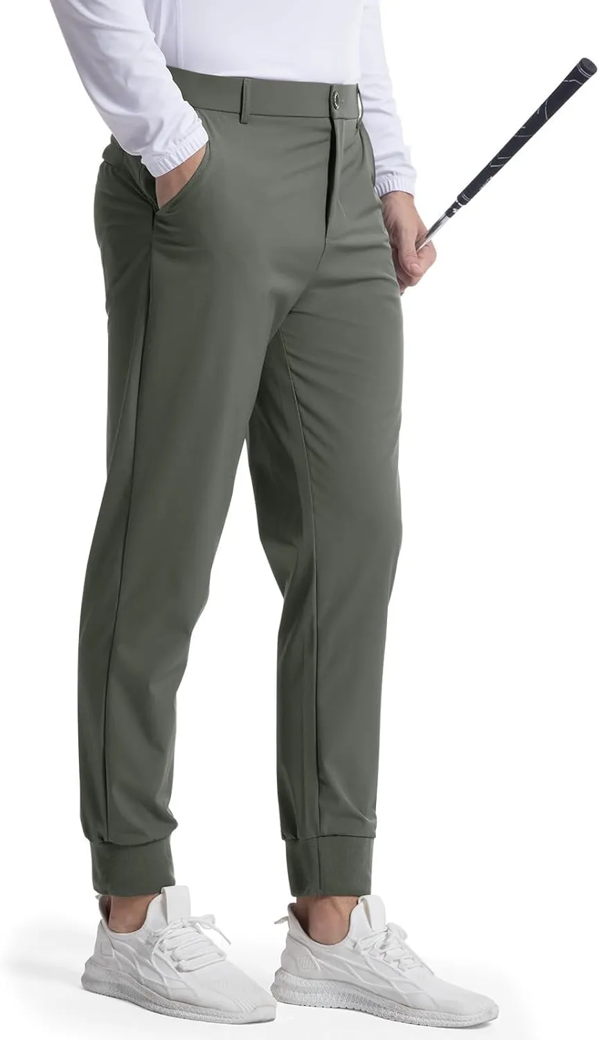 Mens Golf Pants Jogging Pants with Pockets Stretch Waist Slim Fit Tapered Classic Fit Golf Pants