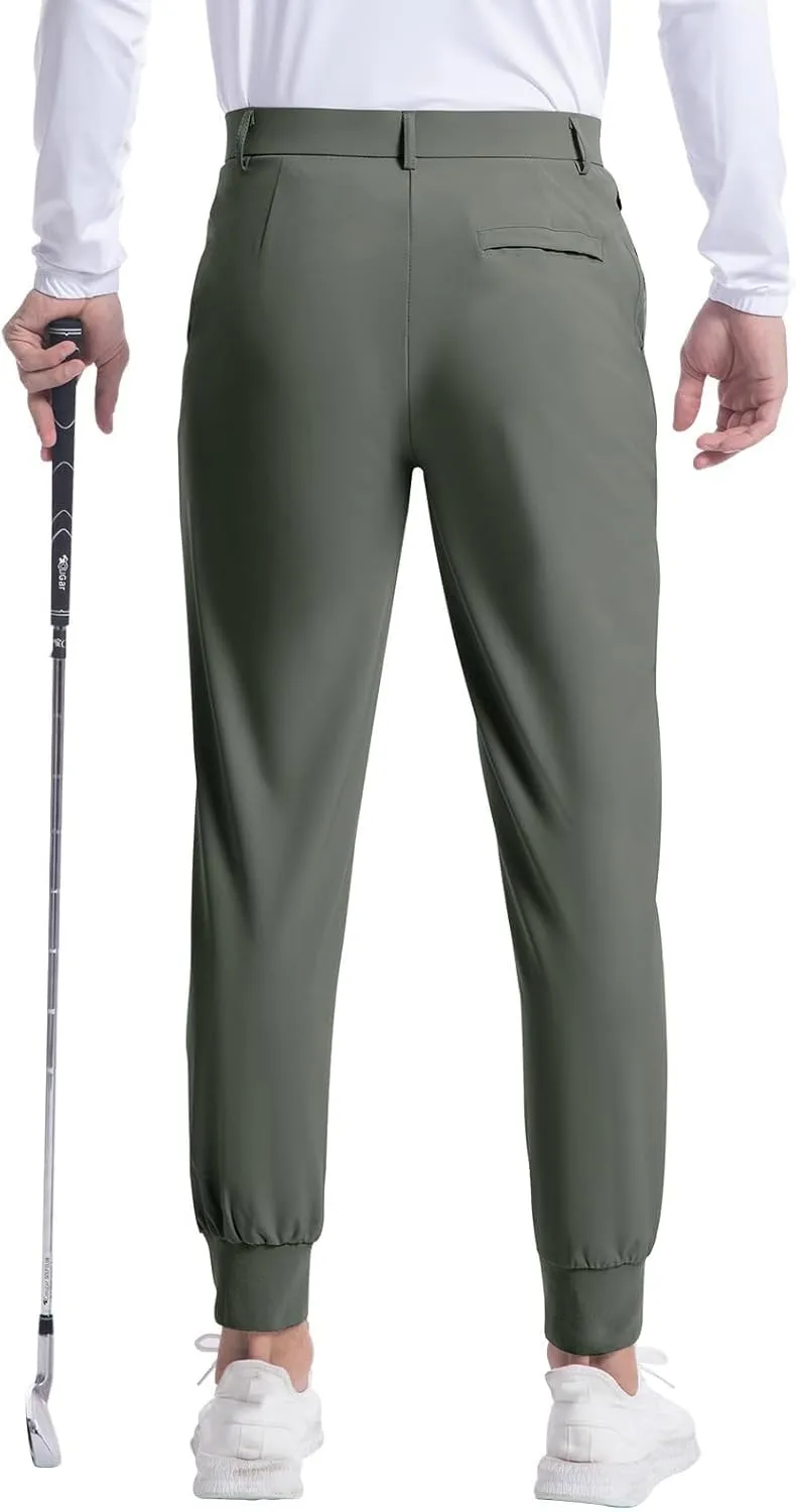 Mens Golf Pants Jogging Pants with Pockets Stretch Waist Slim Fit Tapered Classic Fit Golf Pants