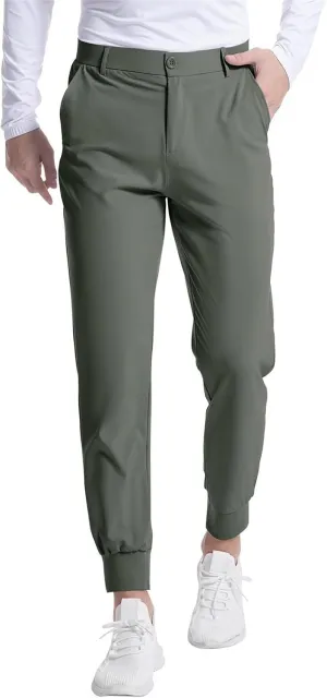 Mens Golf Pants Jogging Pants with Pockets Stretch Waist Slim Fit Tapered Classic Fit Golf Pants