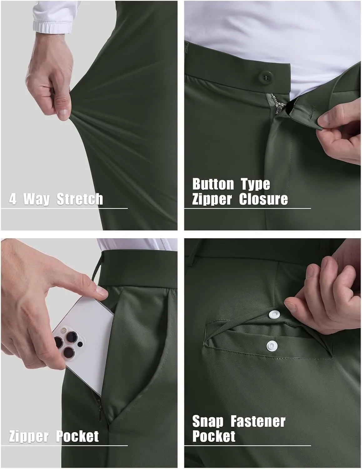 Mens Golf Pants Jogging Pants with Pockets Stretch Waist Slim Fit Tapered Classic Fit Golf Pants