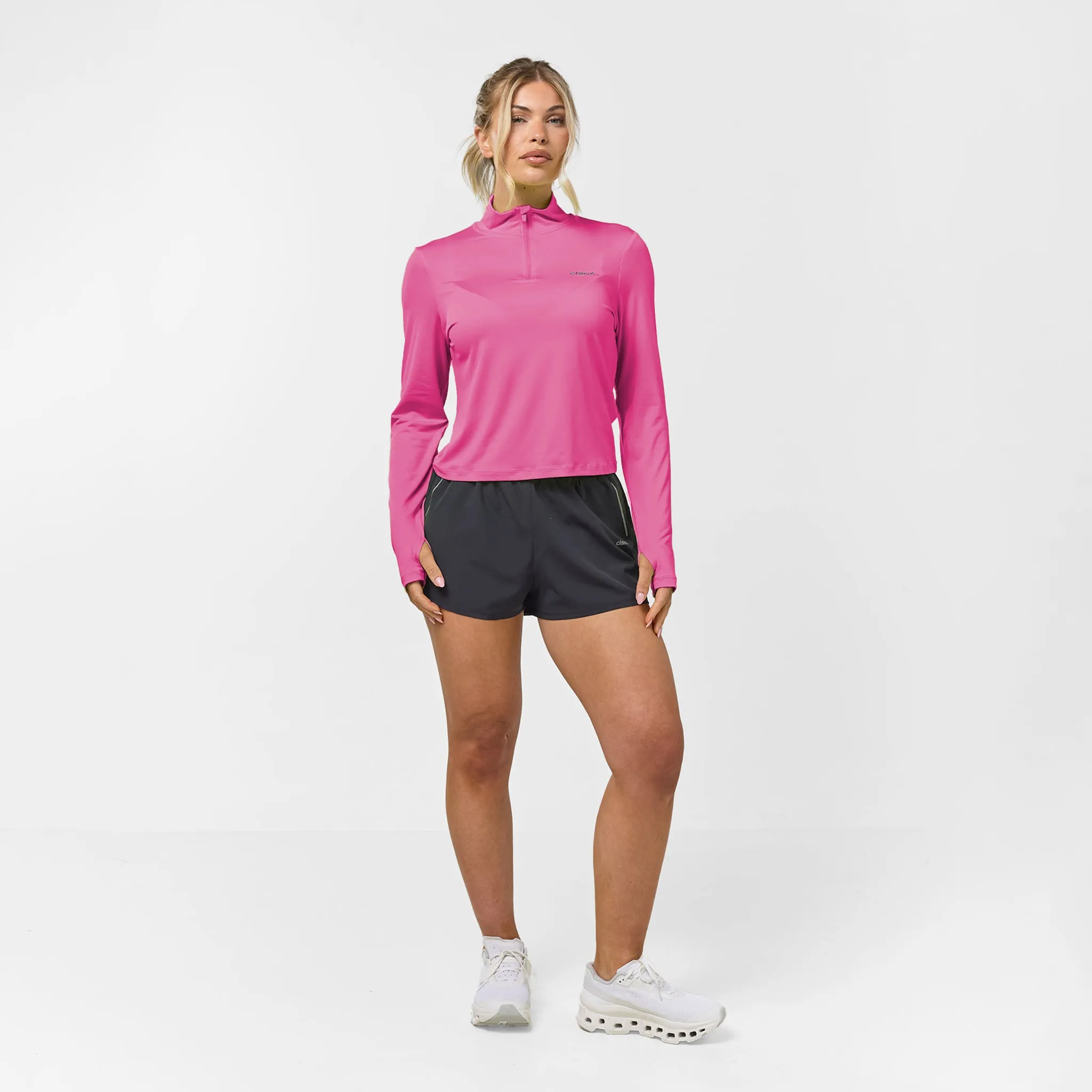 Performance 1/4 Zip Top & Short Set | Bright Pink Black