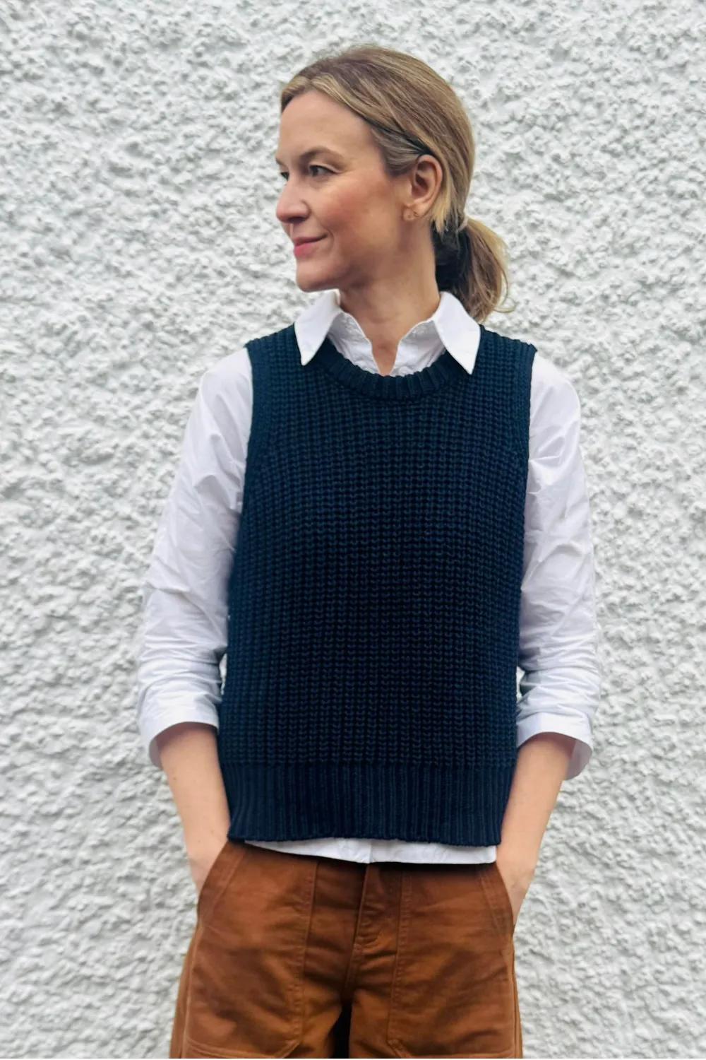 Rebecca Ribbed Tank Top (Navy)