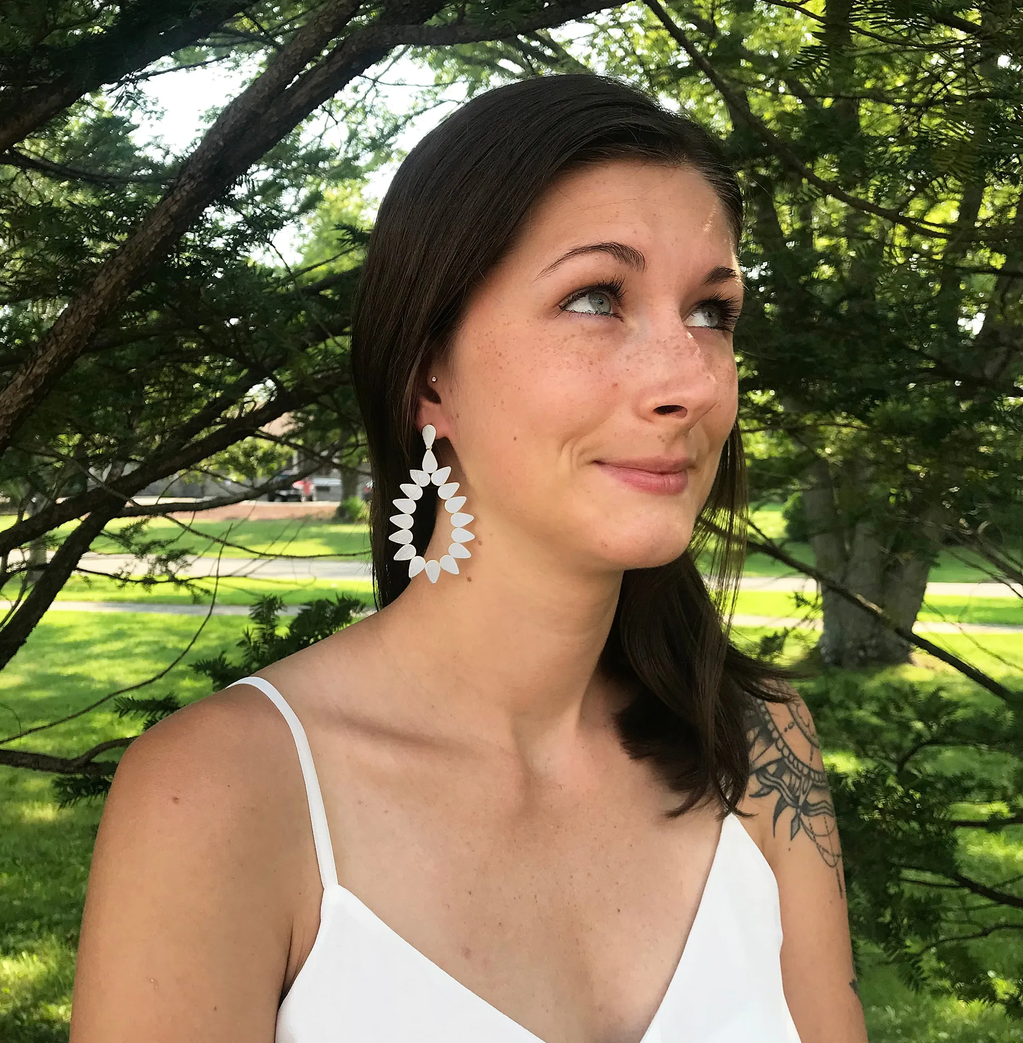 Sheila Fajl Livia Open Teardrop Statement Earrings in Silver Plated